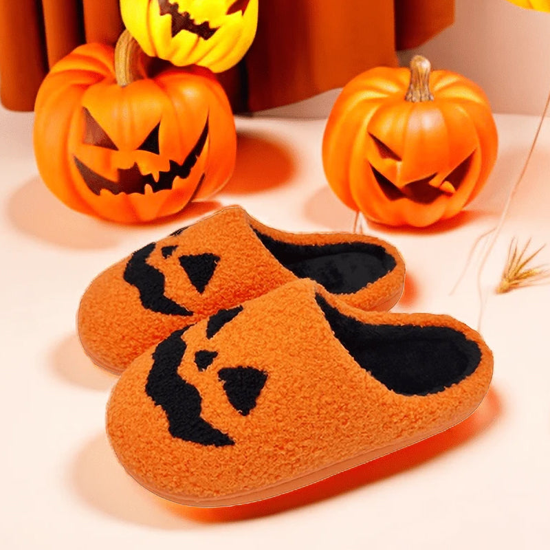 Chaussons d'Halloween en coton avec citrouille