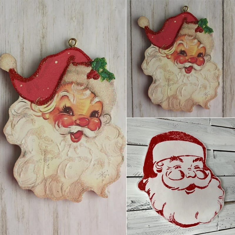 Panneau Jolly Santa Vintage en Bois