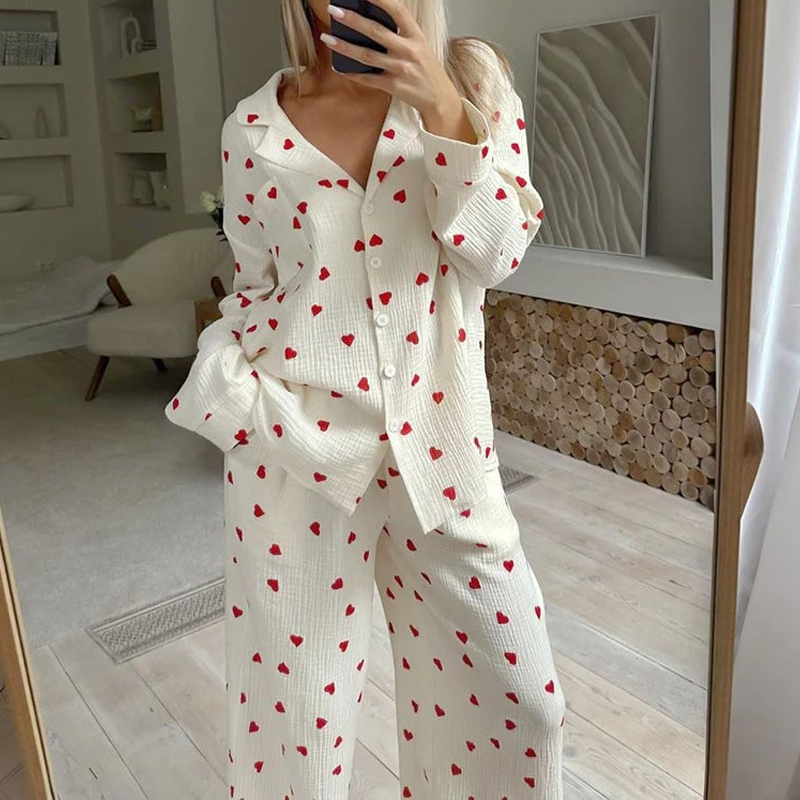 Ensemble de pyjamas à motif de cœur