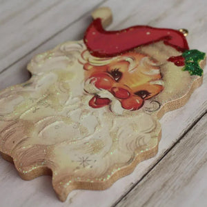 Panneau Jolly Santa Vintage en Bois