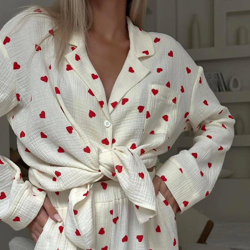 Ensemble de pyjamas à motif de cœur