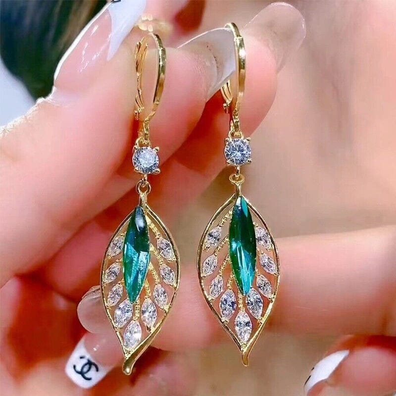 Boucles d'oreilles mode feuille de cristal