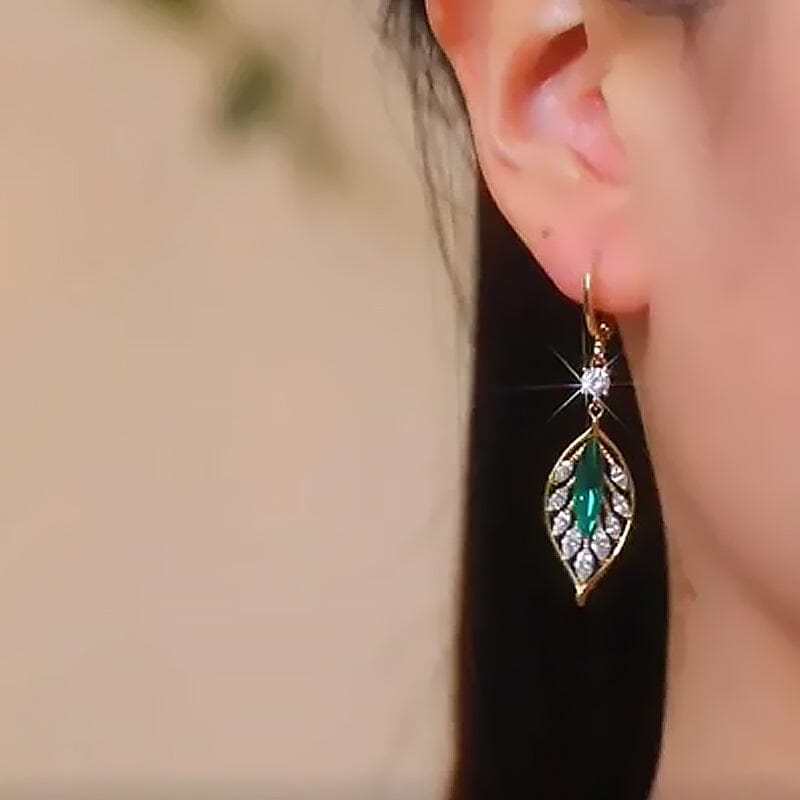 Boucles d'oreilles mode feuille de cristal