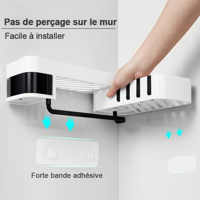 Étagère de Douche Rangement Salle de Bain Montage Réglable Sans Perçer