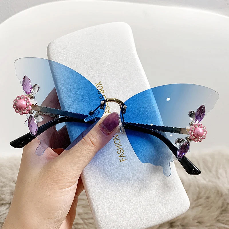 Chic Lunettes de soleil papillon diamant