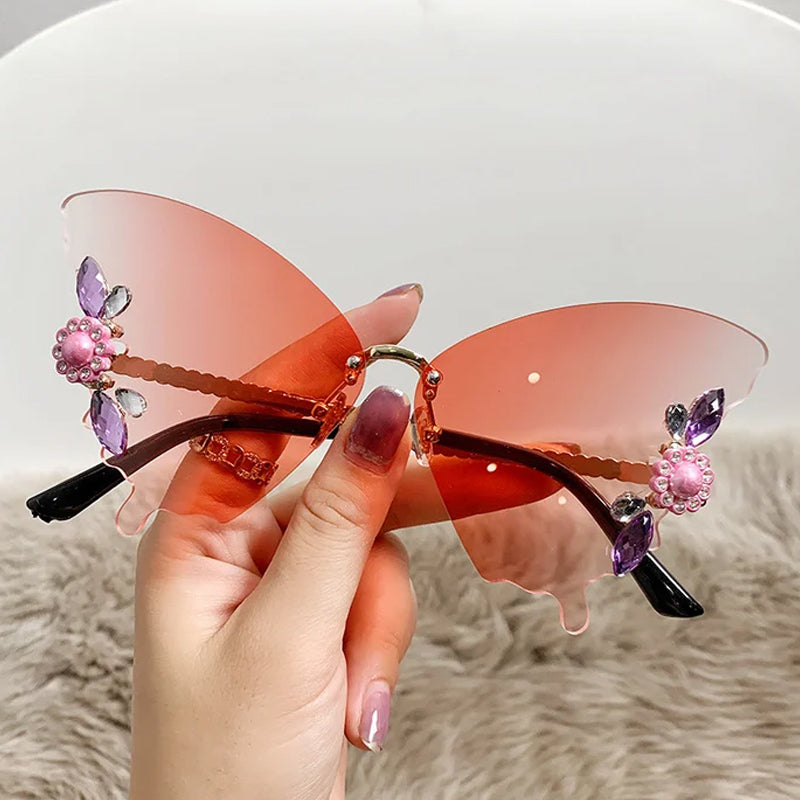 Chic Lunettes de soleil papillon diamant