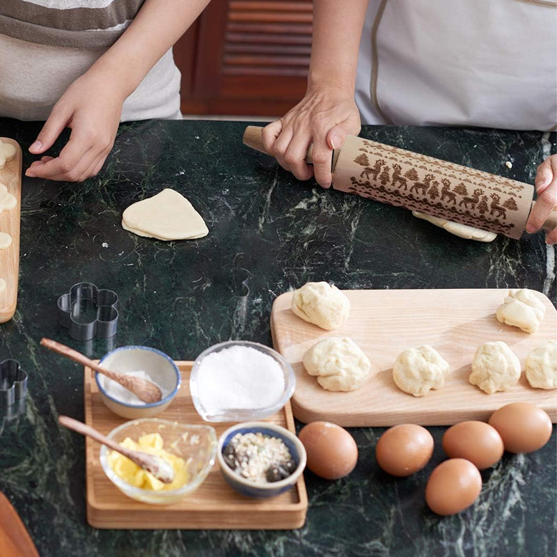 🍪Épingles à rouler en bois de Noël