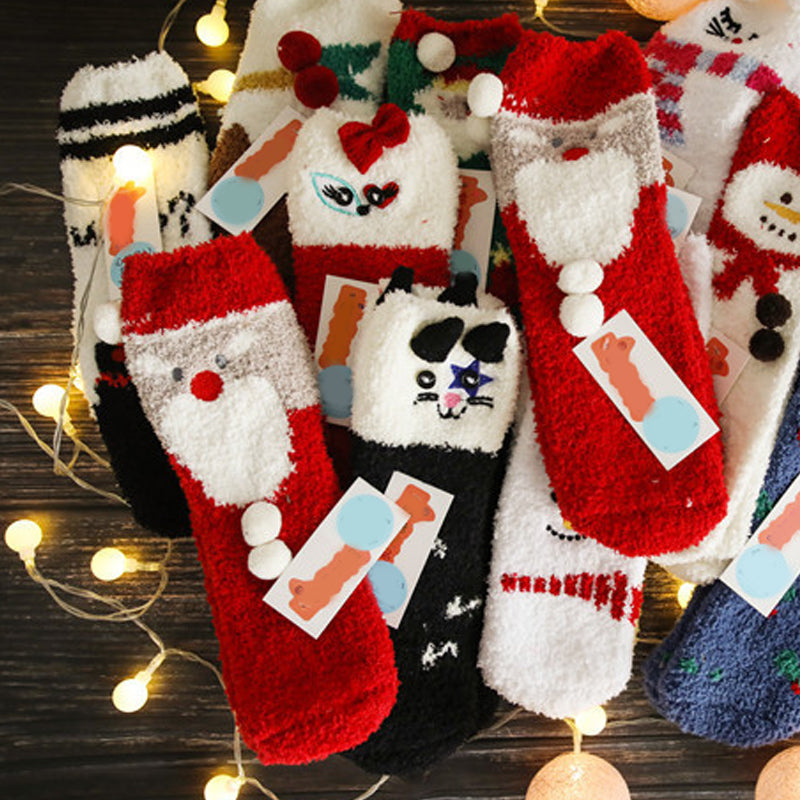 Coffret cadeau de Noël - Chaussettes en peluche mignonnes