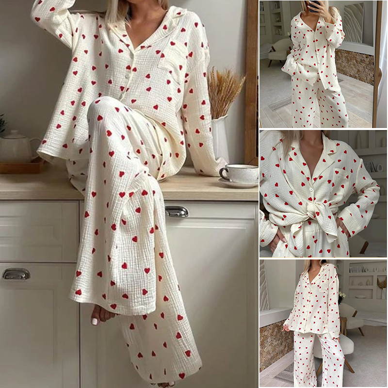 Ensemble de pyjamas à motif de cœur