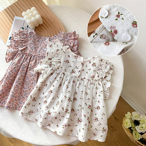 Robe fleurie à col rond pour fille