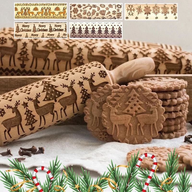 🍪Épingles à rouler en bois de Noël