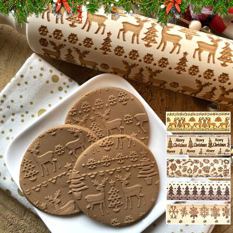 🍪Épingles à rouler en bois de Noël